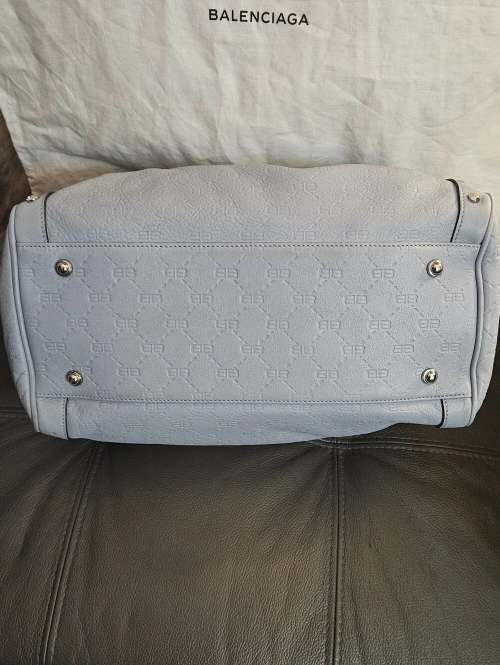 Balenciaga BB Vintage Monogram Leather Satchel